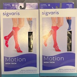 Sigvaris Motion High Tech Knee-High Compression Socks - Red and Blue